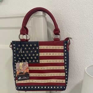 Montana West Red and Blue Flag Tote